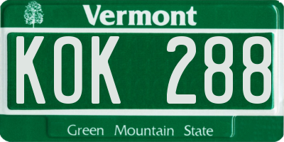 VT license plate KOK288