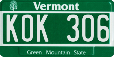 VT license plate KOK306
