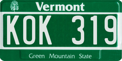 VT license plate KOK319