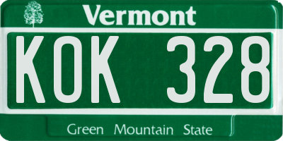 VT license plate KOK328