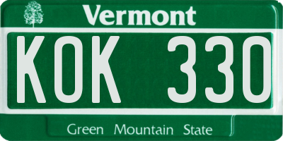 VT license plate KOK330