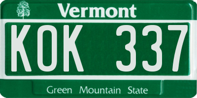 VT license plate KOK337