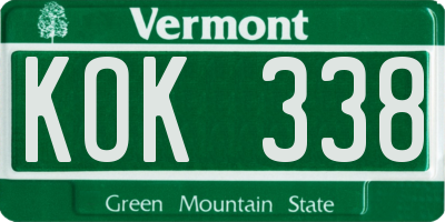VT license plate KOK338
