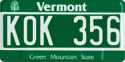 VT license plate KOK356