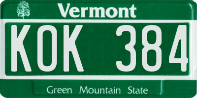 VT license plate KOK384