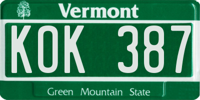 VT license plate KOK387