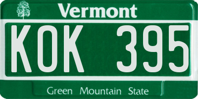 VT license plate KOK395
