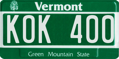 VT license plate KOK400