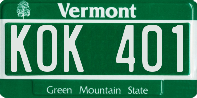 VT license plate KOK401