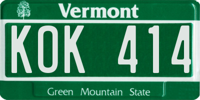 VT license plate KOK414