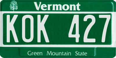 VT license plate KOK427