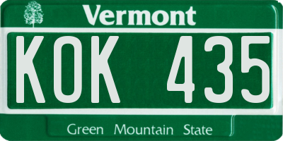 VT license plate KOK435