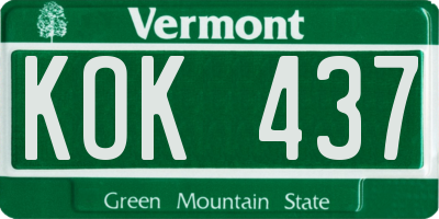 VT license plate KOK437