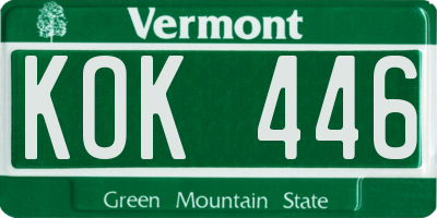 VT license plate KOK446