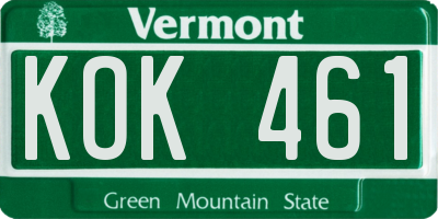 VT license plate KOK461