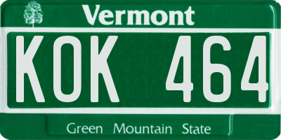 VT license plate KOK464