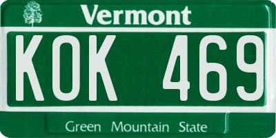 VT license plate KOK469