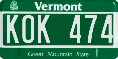 VT license plate KOK474