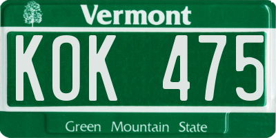 VT license plate KOK475