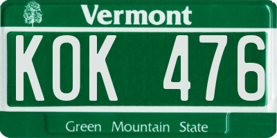 VT license plate KOK476