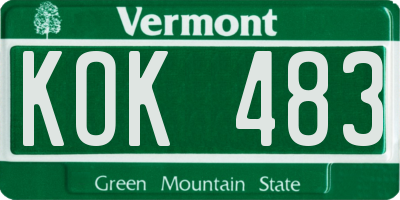 VT license plate KOK483