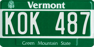 VT license plate KOK487