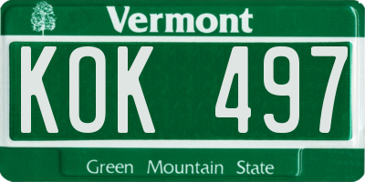VT license plate KOK497