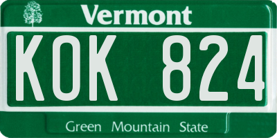 VT license plate KOK824