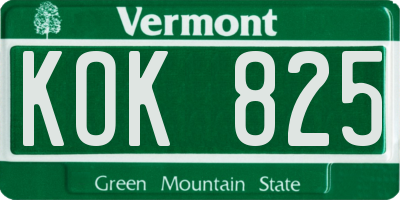 VT license plate KOK825