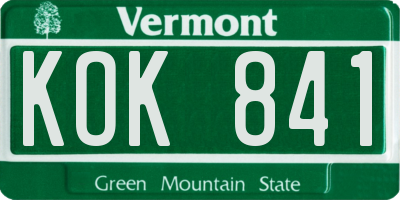 VT license plate KOK841