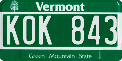 VT license plate KOK843