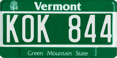 VT license plate KOK844