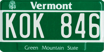 VT license plate KOK846