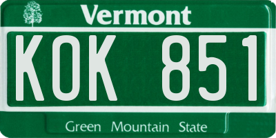 VT license plate KOK851