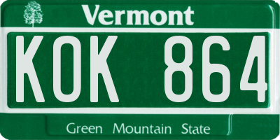 VT license plate KOK864