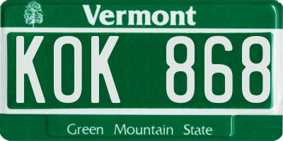 VT license plate KOK868