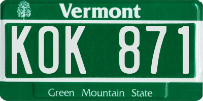 VT license plate KOK871