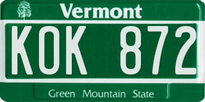 VT license plate KOK872