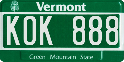 VT license plate KOK888