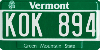 VT license plate KOK894