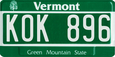 VT license plate KOK896