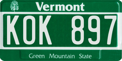 VT license plate KOK897