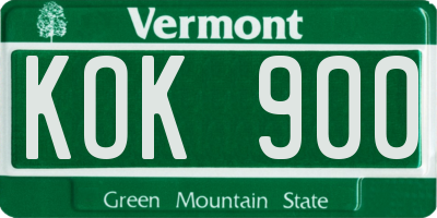 VT license plate KOK900
