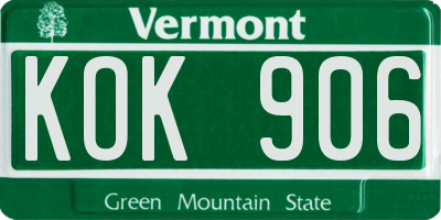 VT license plate KOK906