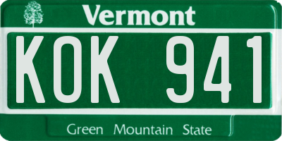 VT license plate KOK941