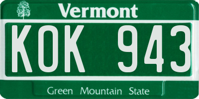 VT license plate KOK943