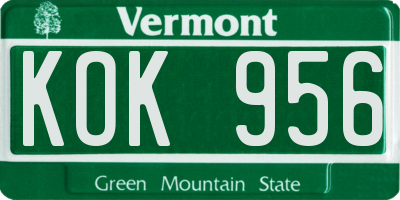 VT license plate KOK956