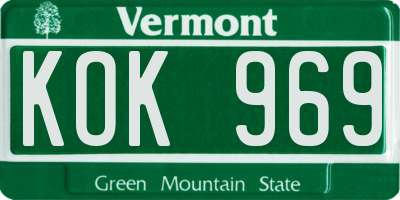 VT license plate KOK969