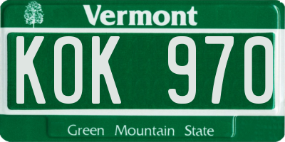 VT license plate KOK970