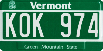 VT license plate KOK974